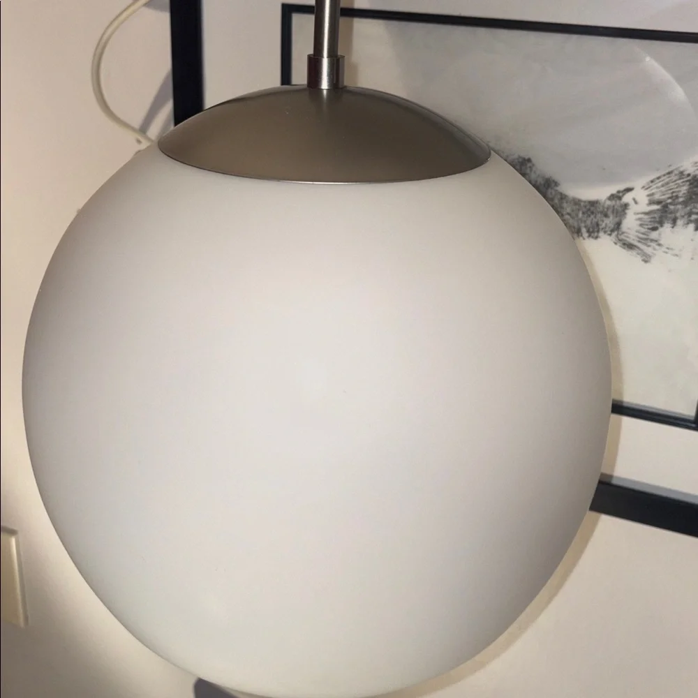 Y2K Ikea “Minut”Modern White Globe Round Hanging Light Foyer Dining Room Patio